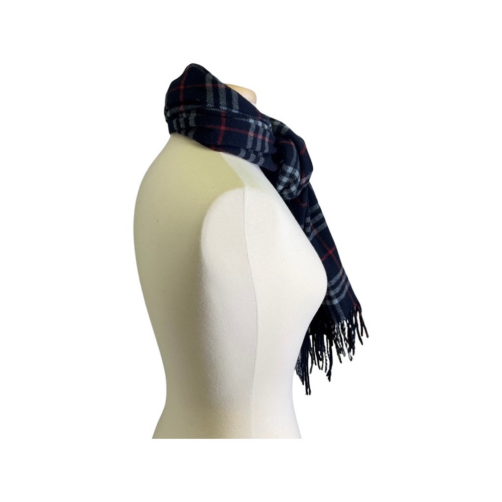 Burberry Dark Blue Nova Check Lambswool Scarf - Picture 7 of 7